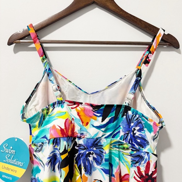 Swim‎ Solutions Womens Tankini Swim Top Size 12 Underwire Tropical Beach Flowy - Picture 8 of 11